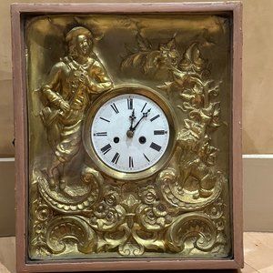 19TH CENTURY GERMAN BLACK FOREST FRAME CLOCK W/BRASS PLATE